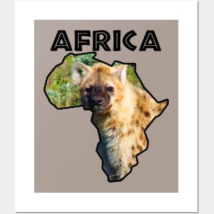 Africa Wildlife Map Spotted Hyena Posters and Art